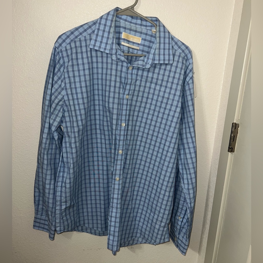 Men's Blue Checkered Shirt Michael Kors